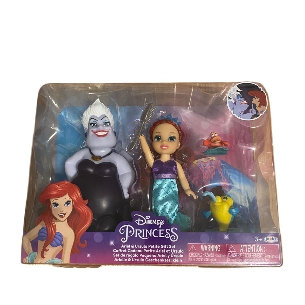 Disney Little Mermaid Ariel Ursula Petite Gift Set NEW Dolls Flounder Sebastian